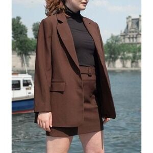 Darling Society East Coast Blazer Sz XS Chocolate Brown Single Breasted NEW $200